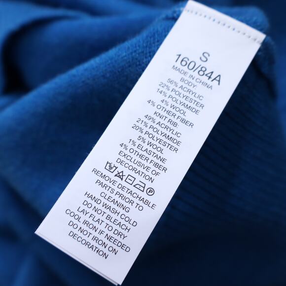 KATE SPADE NWT Bow Embellished V Neck Sweater Bright Cerulean Women's S - Picture 8 of 9